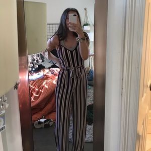 Velvet striped romper